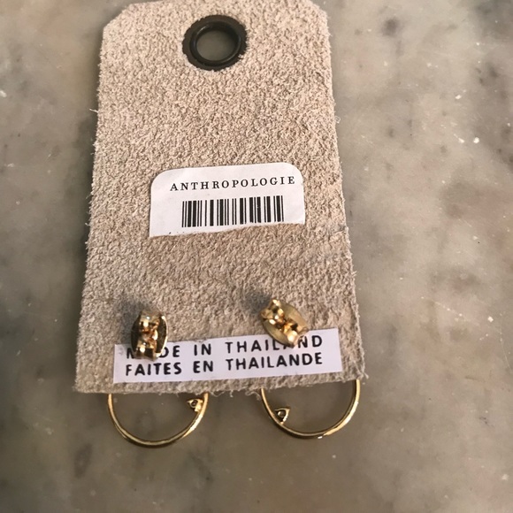 NWT Anthro gold mini hoop stud earrings - Picture 5 of 6